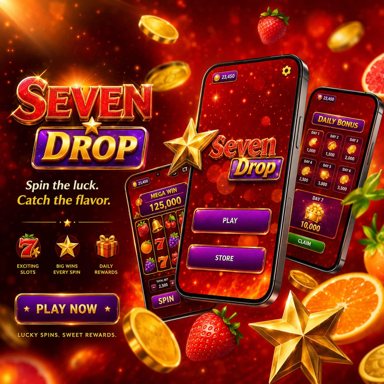 777 Slot falling objects catch gameplay illustration