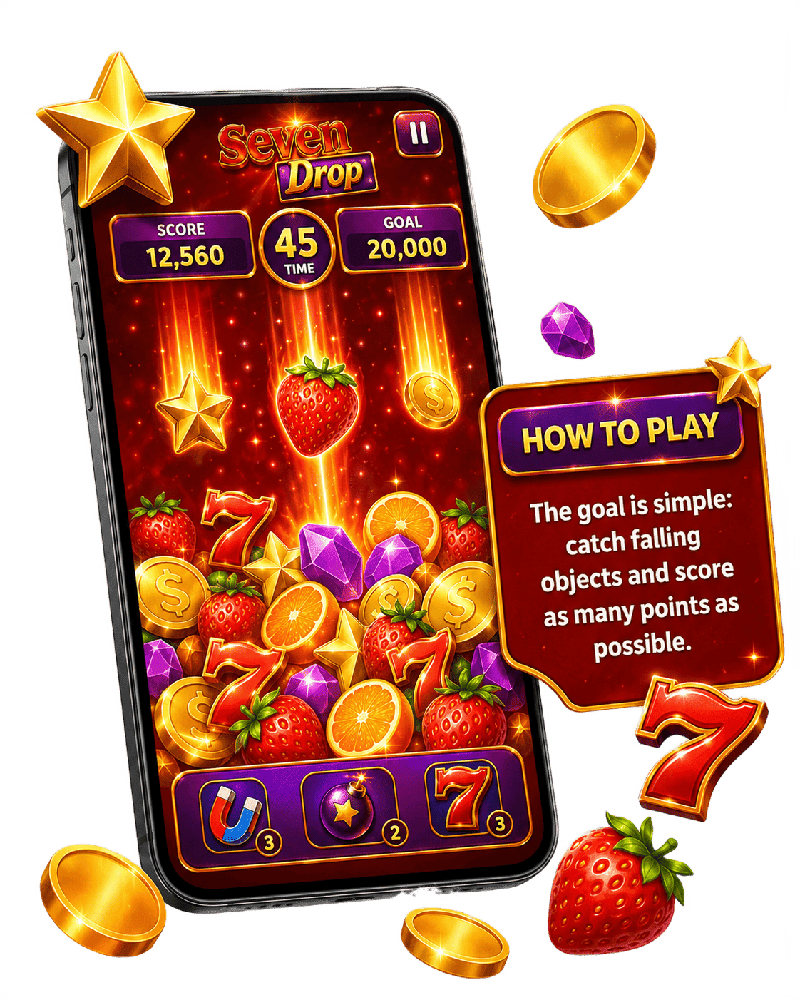 777 Slot game screen showing the catch moment